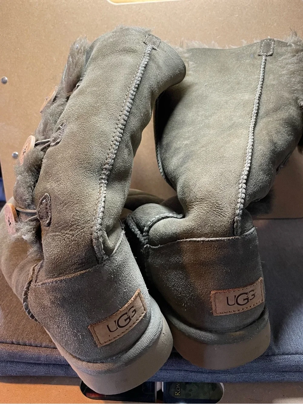UGG Women's Button-Front Suede Boot in Olive Green